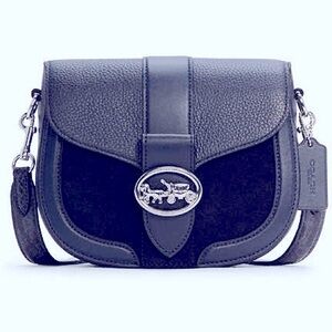Coach Georgie Saddle Bag Midnight Leather Crossbody Bag GUC